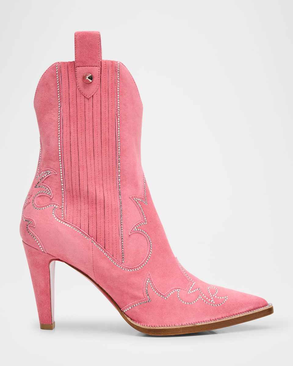 85mm Santigag Strass Suede Western Booties